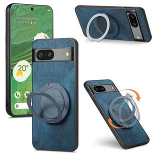 For Google Pixel 7a Retro Leather Rotation Round Holder Phone Case(Blue)