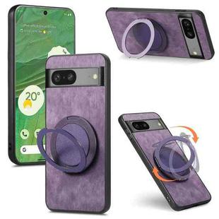For Google Pixel 7a Retro Leather Rotation Round Holder Phone Case(Purple)