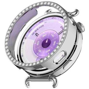 For Huawei Watch GT 6 41mm Single Row Diamond Half Coverage Hollow PC Watch Protective Cover(Silver)