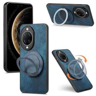 For Huawei nova 14 Pro Retro Leather Rotation Round Holder Phone Case(Blue)