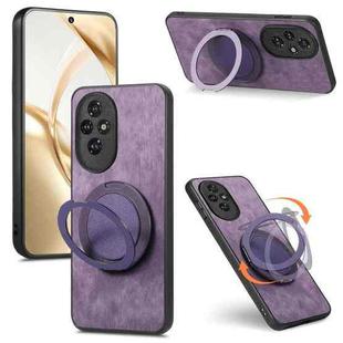 For Honor 200 Pro Retro Leather Rotation Round Holder Phone Case(Purple)
