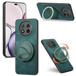 For Honor Magic7 Lite Retro Leather Rotation Round Holder Phone Case(Green)