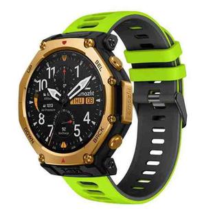 For Amazfit T-Rex 3 Pro Black Buckle Two Color Silicone Watch Band(Lime Black)