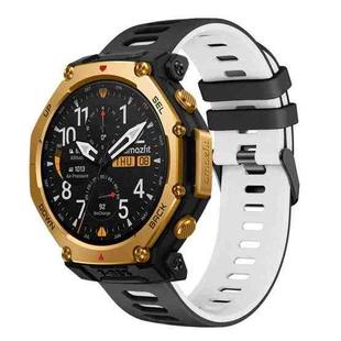 For Amazfit T-Rex 3 Pro Black Buckle Two Color Silicone Watch Band(Black White)