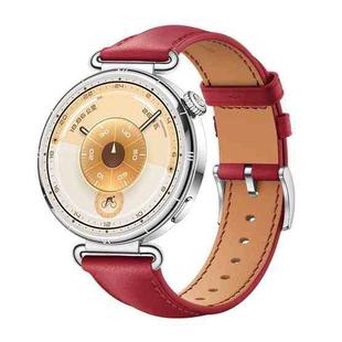 For Huawei Watch GT 6 41mm Soft Leather Watch Band Silver Buckle(Dark Red)