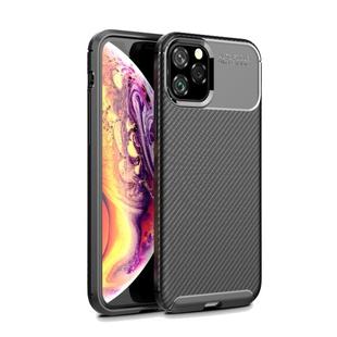For iPhone 11 Pro Max Carbon Fiber Texture Shockproof TPU Case (Black)