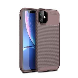 Carbon Fiber Texture Shockproof TPU Case for iPhone 11(Brown)