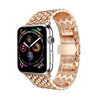 Dragon Grain Solid Stainless Steel Wrist Strap Watch Band for Apple Watch Series 3 & 2 & 1 42mm(Rose Gold)