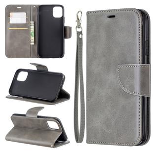 For iPhone 11 Retro Lambskin Texture Pure Color Horizontal Flip PU Leather Case , with Holder & Card Slots & Wallet & Lanyard(Grey)