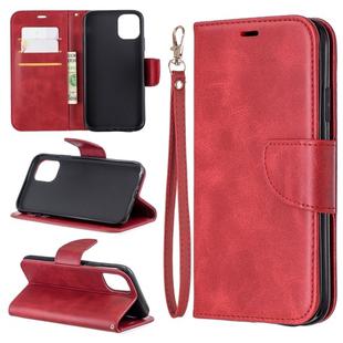 For iPhone 11 Retro Lambskin Texture Pure Color Horizontal Flip PU Leather Case , with Holder & Card Slots & Wallet & Lanyard(Red)