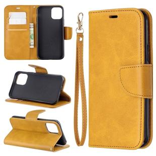 For iPhone 11 Pro Retro Lambskin Texture Pure Color Horizontal Flip PU Leather Case, with Holder & Card Slots & Wallet & Lanyard(Yellow)