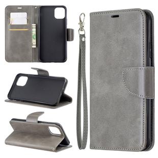 For iPhone 11 Pro Max Retro Lambskin Texture Pure Color Horizontal Flip PU Leather Case, with Holder & Card Slots & Wallet & Lanyard(Grey)