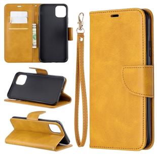For iPhone 11 Pro Max Retro Lambskin Texture Pure Color Horizontal Flip PU Leather Case, with Holder & Card Slots & Wallet & Lanyard(Yellow)