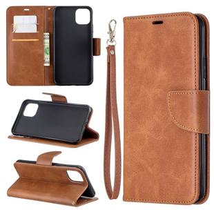 For iPhone 11 Pro Max Retro Lambskin Texture Pure Color Horizontal Flip PU Leather Case, with Holder & Card Slots & Wallet & Lanyard(Brown)