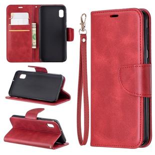 Retro Lambskin Texture Pure Color Horizontal Flip PU Leather Case for Galaxy A10E, with Holder & Card Slots & Wallet & Lanyard(Red)