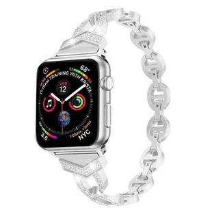 8-shaped VO Diamond-studded Solid Stainless Steel Wrist Strap Watch Band for Apple Watch Series 3 & 2 & 1 38mm(Silver)