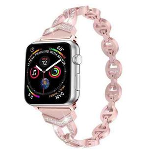 8-shaped VO Diamond-studded Solid Stainless Steel Wrist Strap Watch Band for Apple Watch Series 3 & 2 & 1 38mm(Pink)