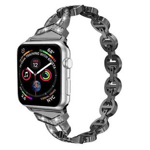 8-shaped VO Diamond-studded Solid Stainless Steel Wrist Strap Watch Band for Apple Watch Series 3 & 2 & 1 42mm(Black)