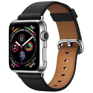 Classic Button Leather Wrist Strap Watch Band for Apple Watch Series 3 & 2 & 1 38mm(Black)