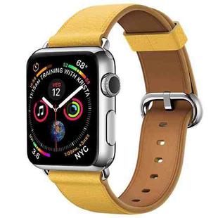Classic Button Leather Wrist Strap Watch Band for Apple Watch Series 3 & 2 & 1 38mm(Yellow)