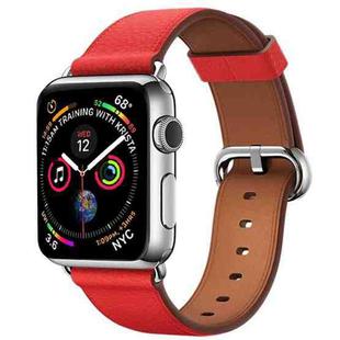Classic Button Leather Wrist Strap Watch Band for Apple Watch Series 3 & 2 & 1 38mm(Red)