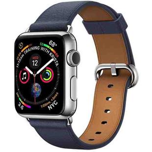 Classic Button Leather Wrist Strap Watch Band for Apple Watch Series 3 & 2 & 1 38mm(Midnight Blue)