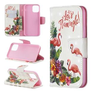 For iPhone 11 Pro 3D Colored Drawing Pattern Horizontal Flip Leather Case, with Holder & Card Slots & Wallet(English Flamingo)