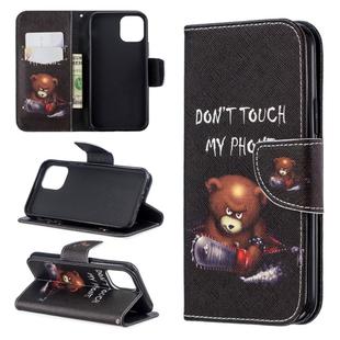 For iPhone 11 Pro Colored Drawing Pattern Horizontal Flip Leather Case,with Holder & Card Slots & Wallet(Bear)