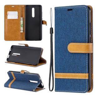 Color Matching Denim Texture Leather Case for Xiaomi Redmi K20 & K20 Pro, with Holder & Card Slots & Wallet & Lanyard(Dark blue)