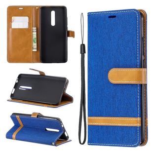 Color Matching Denim Texture Leather Case for Xiaomi Redmi K20 & K20 Pro, with Holder & Card Slots & Wallet & Lanyard(Royal blue)