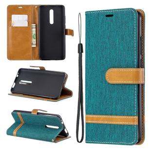 Color Matching Denim Texture Leather Case for Xiaomi Redmi K20 & K20 Pro, with Holder & Card Slots & Wallet & Lanyard(Green)