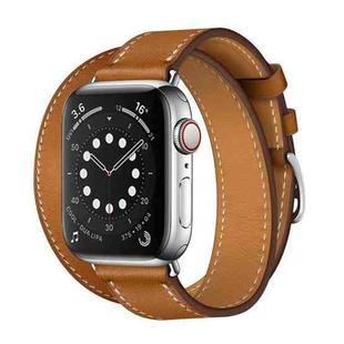 For Apple Watch 3 / 2 / 1 Generation 42mm Universal Leather Double-Loop Watch Band(brown)