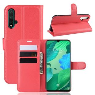 Litchi Texture Horizontal Flip Leather Case for Huawei Nova 5, with Wallet & Holder & Card Slots(red)