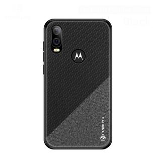 PINWUYO Hong Series Anti-fall TPU+ Chemical Fiber Cloth Protective Cover for Moto P40/One Vision(Black)