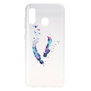 Stylish and Beautiful Pattern TPU Drop Protection Case for Galaxy A20E(Feather)