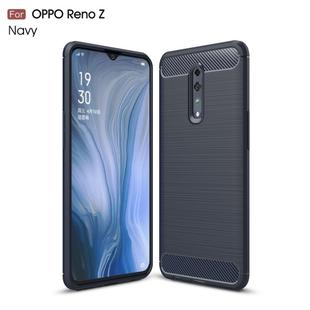 Brushed Texture Carbon Fiber TPU Case for OPPO Reno Z(Navy Blue)