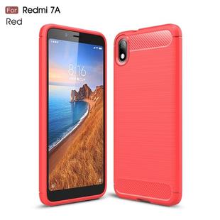 Brushed Texture Carbon Fiber TPU Case for Xiamo Redmi 7A(Red)