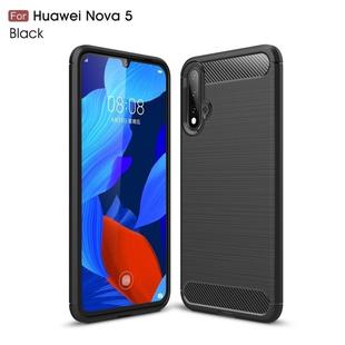 Brushed Texture Carbon Fiber TPU Case for Huawei Nova 5(Black)