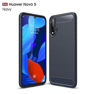 Brushed Texture Carbon Fiber TPU Case for Huawei Nova 5(Navy Blue)