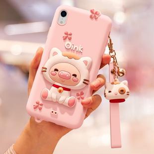 Lovely Pig Full Package Anti Falling Silicone Sleeve for iPhone XR(Pink)