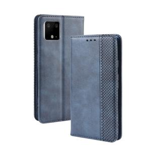 Magnetic Buckle Retro Crazy Horse Texture Horizontal Flip Leather Case for Google Pixel 4 , with Holder & Card Slots & Photo Frame(Blue)