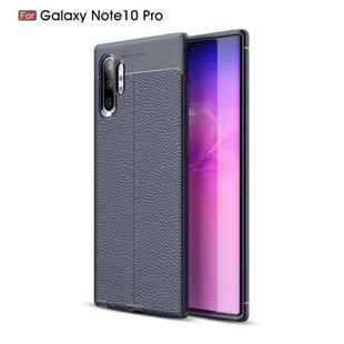 Litchi Texture TPU Shockproof Case for Galaxy Note 10+(Navy Blue)