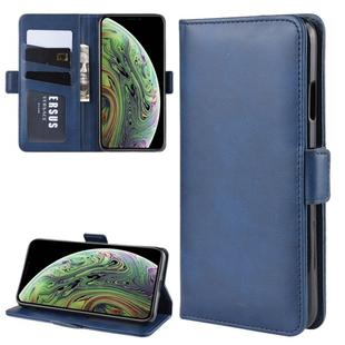 For iPhone X / XS Dual-side Magnetic Buckle Horizontal Flip Leather Case with Holder & Card Slots & Wallet & Photo Frame(Dark Blue)