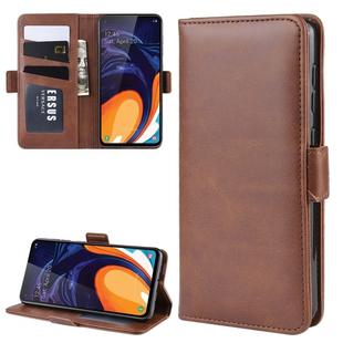 Dual-side Magnetic Buckle Horizontal Flip Leather Case for Galaxy A60, with Holder & Card Slots & Wallet & Photo Frame(Brown)