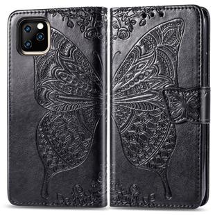 For iPhone 11 Butterfly Love Flowers Embossing Horizontal Flip Leather Case , with Holder & Card Slots & Wallet & Lanyard(Black)