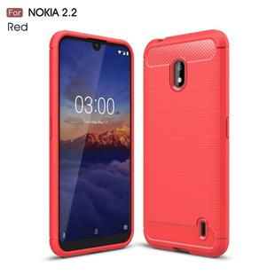 Brushed Texture Carbon Fiber TPU Case for Nokia 2.2(Red)