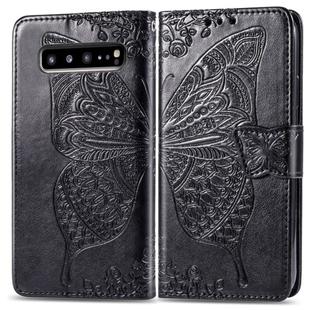 Butterfly Love Flowers Embossing Horizontal Flip Leather Case For Galaxy S10 5G with Holder & Card Slots & Wallet & Lanyard(Black)