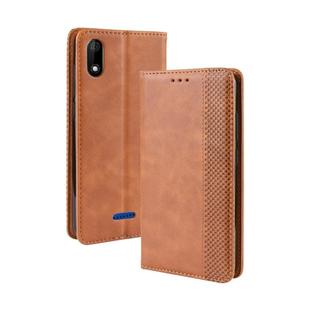 Magnetic Buckle Retro Crazy Horse Texture Horizontal Flip Leather Case for Wiko Y60, with Holder & Card Slots & Photo Frame(Brown)