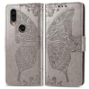 Butterfly Love Flowers Embossing Horizontal Flip Leather Case For Motorola P40 with Holder & Card Slots & Wallet & Lanyard(Grat)