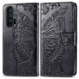 Butterfly Love Flowers Embossing Horizontal Flip Leather Case For Huawei Honor 20 Pro with Holder & Card Slots & Wallet & Lanyard(Black)